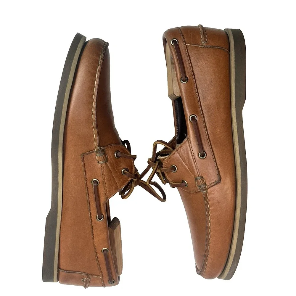 Allen Edmonds Force 10 Deck Boat Casual Shoes 2 Eye Tan Leather Mens Size 10.5 D